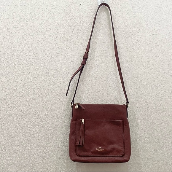 KATE SPADE Port Brown Leather On Purpose Zip Pocket Crossbody Bag - Picture 5 of 16